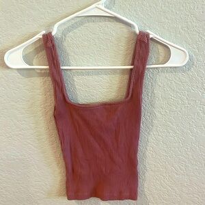 Urban outfitters juniors' pink, stretched ribbed, cropped tank size XS